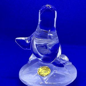 CRISTAL d’ ARQUES GENUINE 24% LEAD CRYSTAL SEAL FIGURINE  3.75"Tall ~ FRANCE